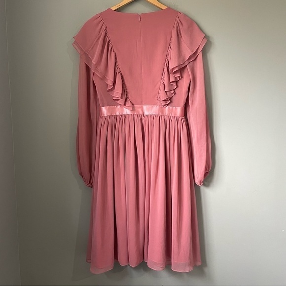 💕🌷👛💖 RACHEL PARCELL long sleeve ruffle twirl dress pink size small Barbie - Picture 13 of 14